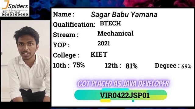 JSpiders Hyderabad JNTU | Student Testimonial | Got Placed As Java Developer смотреть онлайн