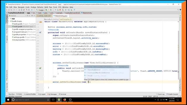 Custom Toast with Icons and Colours Android Tutorial. смотреть онлайн