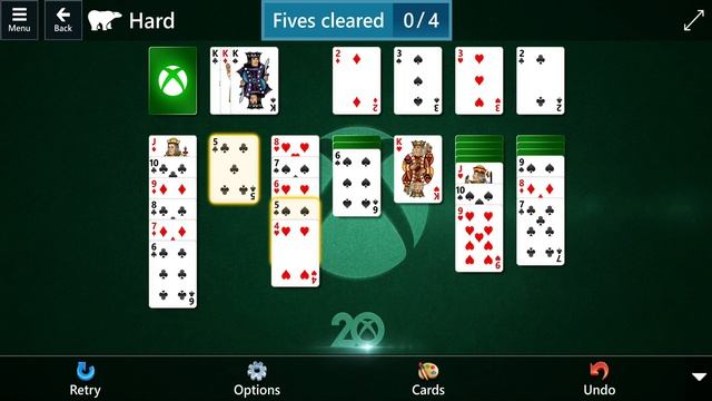 Star Club\Xbox 20th Anniversary\Klondike: Hard - Clear 4 Fives from the board смотреть онлайн