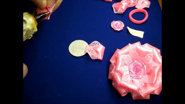 Канзаши, Атласная лента, МК, Для начинающих!!! смотреть онлайн