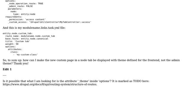 Drupal: How to define frontend theme (non-admin) for a given node tab route? смотреть онлайн