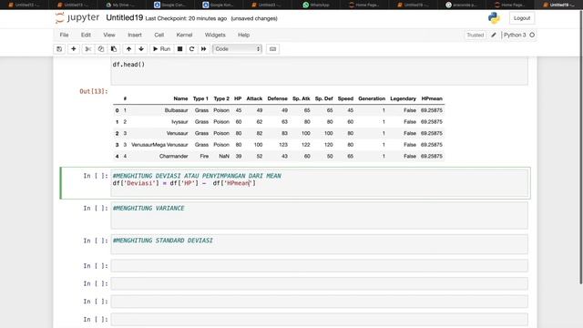 Menghitung Mean, Variance, Standard Deviasi menggunakan Jupyter Notebook dan Python Pandas. смотреть онлайн
