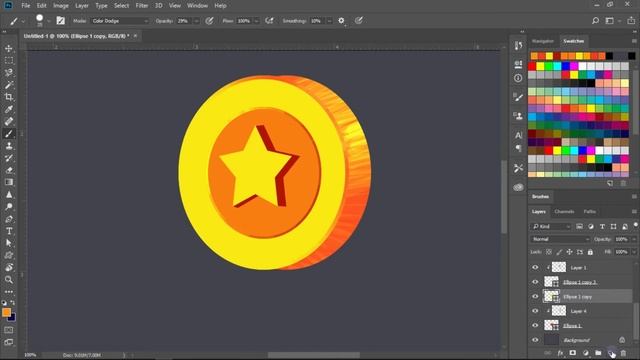 how to Create Coin for Game in photoshop смотреть онлайн