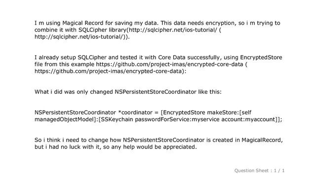 iOS : iOS Magical Record & SQLCipher смотреть онлайн