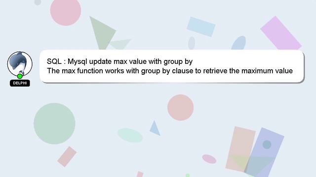 SQL : Mysql update max value with group by смотреть онлайн