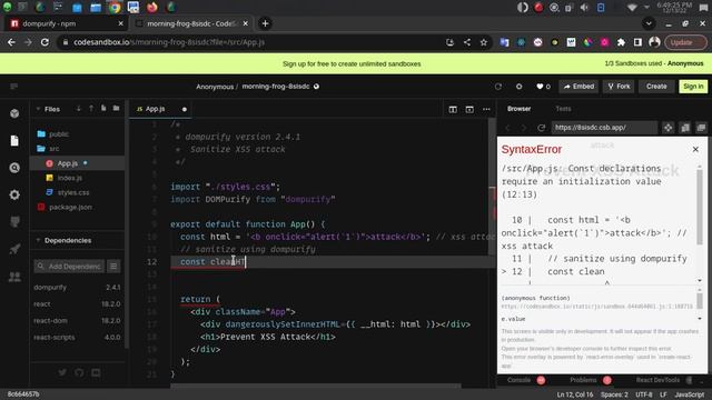 XSS Attack on React.js? How to sanitize it смотреть онлайн