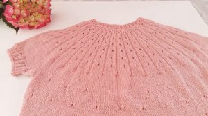 Ажурная летняя кофта/ Кофта на круглой кокетке/ Посидим повяжем