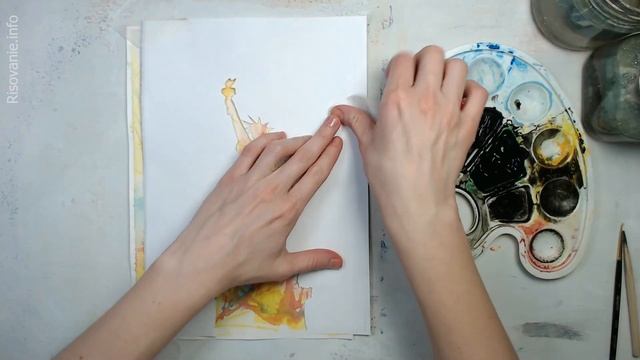 11. Как сделать фон при помощи трубочки? Рисуем силуэт Статуи Свободы смотреть онлайн