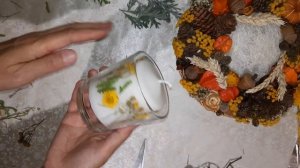 Ботаническая свеча с сухоцветами.