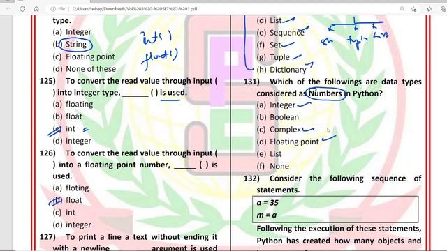 Python Quiz -3 - Important Question for Class 11, Class 12, KVS, HPSC смотреть онлайн