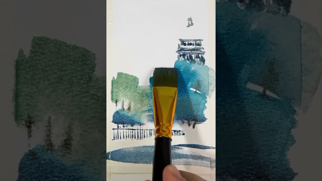 Зимний Питер, акварель смотреть онлайн