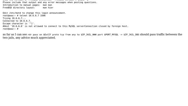 DevOps & SysAdmins: apache / mysql unable to connect jails with PF firewall смотреть онлайн