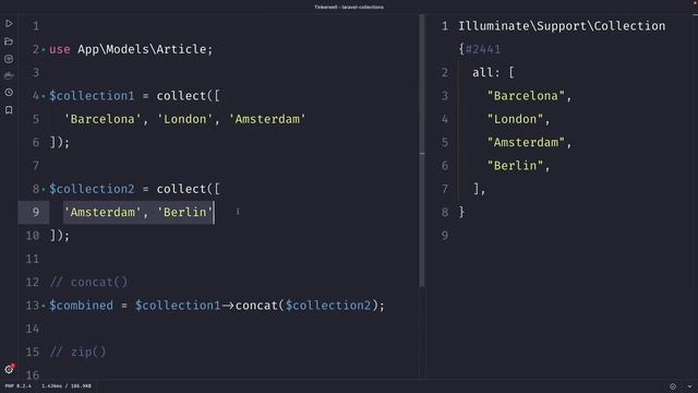 How to Combine Collections Using concat() & zip() - Mastering Eloquent & Collection Methods смотреть онлайн