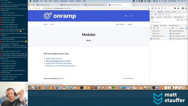 Retrieving data w/Eloquent & passing to views - Building Onramp in Laravel, Matt Stauffer Livestrea смотреть онлайн
