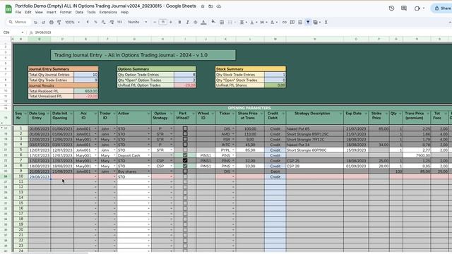 Demo - ROLLING A POSITION in the All In Trading Options journal spreadsheet смотреть онлайн