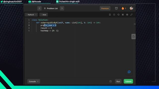 LEETCODE 974. Subarray Sums Divisible by K - Leetcode Medium - Python смотреть онлайн