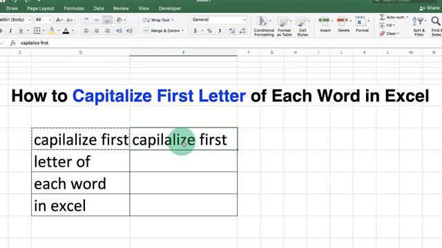 How to Capitalize First Letter of Each Word in Excel смотреть онлайн