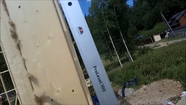 День 9. Выравнивание стен, монтаж ОСП. Строительство каркасного дома. смотреть онлайн