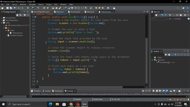 Write a java program that will take a text as input and convert the text into tokens. смотреть онлайн