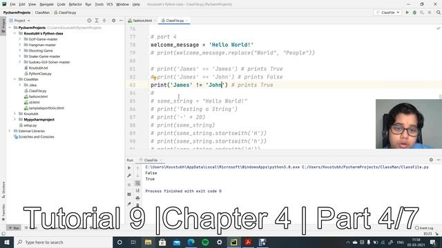 Python Tutorial 9 | Chapter 4 | Part 4/7 смотреть онлайн