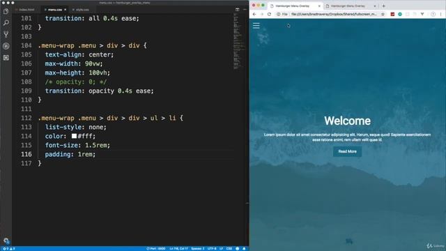Hamburger Menu Overlay -- 4 Menu Overlay | HTML & CSS CRASH COURSE || Full Tutorial. смотреть онлайн