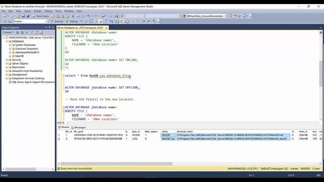 Move user Database (.mdf and .ldf files) to another drive in SQL Server (DBA stuff) смотреть онлайн