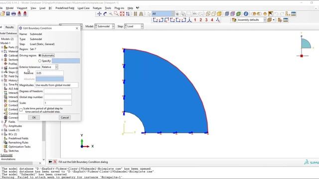 How to perform submodeling in Abaqus: stress concentration around a hole смотреть онлайн