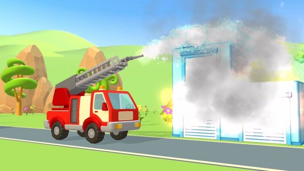 Строим пожарную машину и едем тушить пожар | Мультфильм Машинки Транспорт для детей