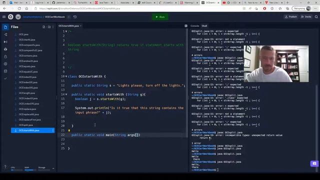 OCE Java I - boolean startsWith(String) смотреть онлайн