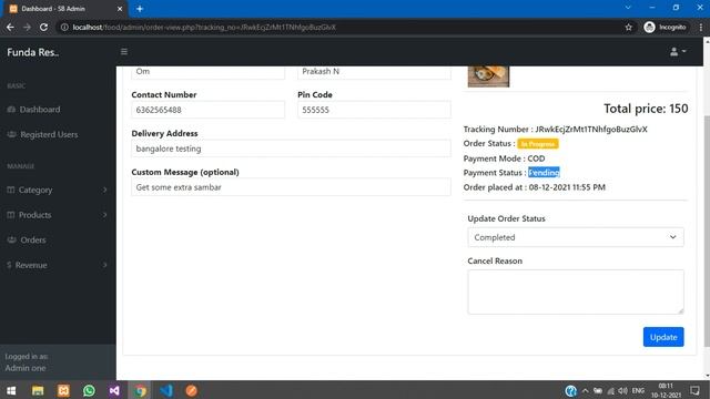 Food ordering system in PHP MySQL with Admin Dashboard - source code. смотреть онлайн