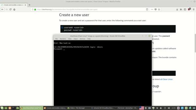 Создание нового пользователя и пароля для пользователя в Clear Linux смотреть онлайн
