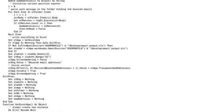 VBA Function to parse email body for email address, write to excel смотреть онлайн