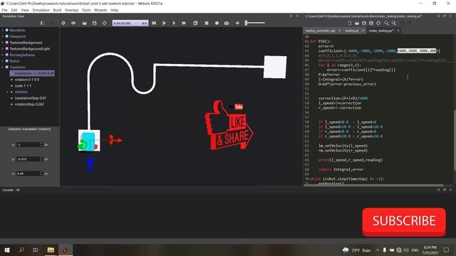 #webots Line Follow Robot Tutorial #4 - How to write PID algorithm and tune Kp, Ki, Kd смотреть онлайн