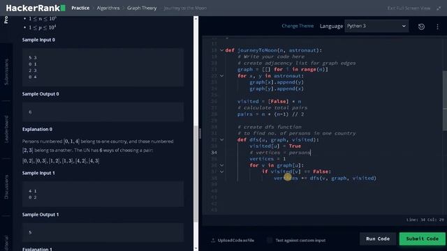 214 - Journey to the Moon | Graph Theory | Hackerrank Solution | Python смотреть онлайн