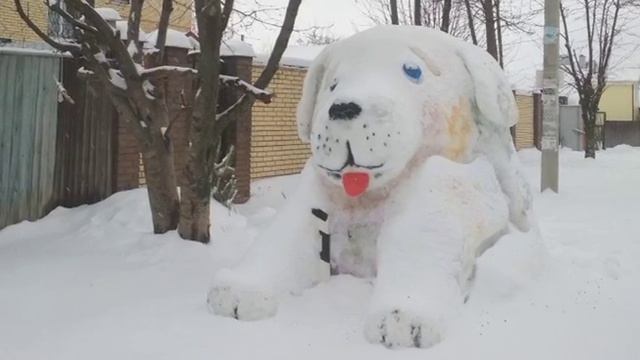 В Дзержинском районе Ярославля появилась снежная собака смотреть онлайн