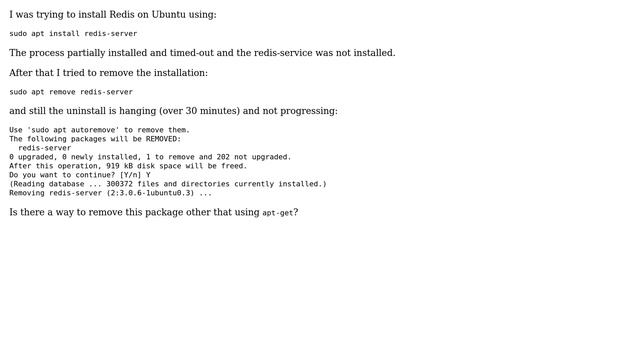 Can not uninstall redis-server in Ubuntu? смотреть онлайн