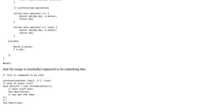 Implementation of a generic thread-safe object wrapper смотреть онлайн