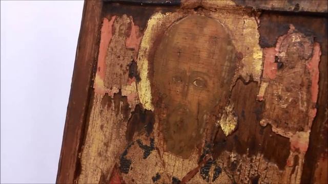 Купить редкие иконы: икона 17 век старинная Николай Чудотворец. DR0272. смотреть онлайн