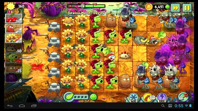 Юрское Болото - 24 день прохождение - Растения против Зомби 2 смотреть онлайн