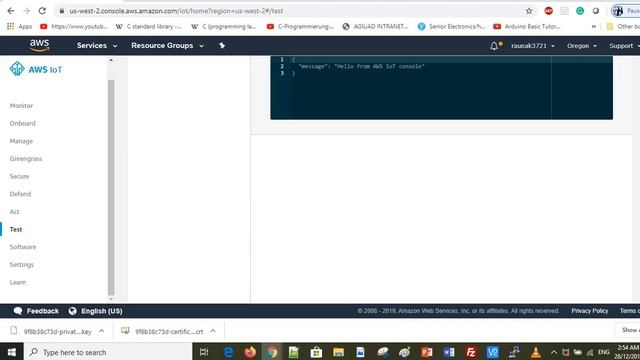 RaspberryPi with AWS Paho-MQTT Communication Test смотреть онлайн