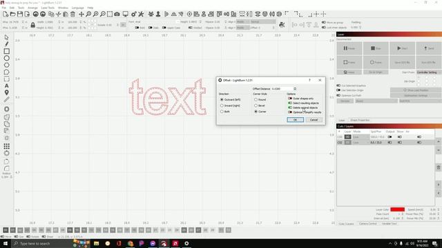 How to use offset tool in Lightburn on text смотреть онлайн