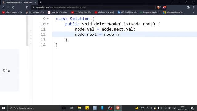 Delete Node in a Linked List | leetcode | Java Solution смотреть онлайн