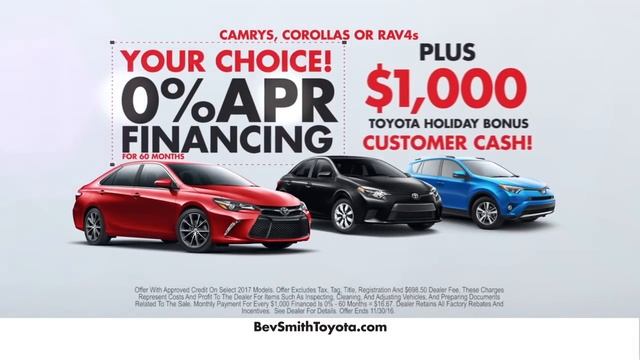 Bev Smith Toyota - 0% Financing For 60 Months + $1,000 Holiday Cash + Free Tint
