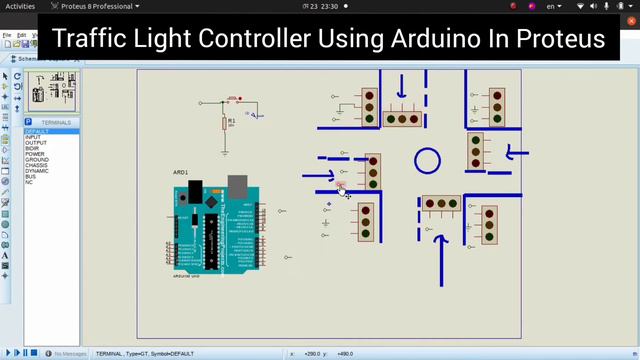 Smart Traffic Light Controller Using Arduino In Proteus | Simulation 4-way Traffic Light Control смотреть онлайн