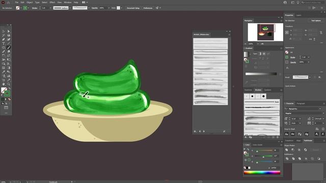 РИСУЕМ АКВАРЕЛЬНЫЕ СУШИ БЕСПЛАТНЫМИ БАЗОВЫМИ КИСТЯМИ. Урок в ADOBE ILLUSTRATOR. смотреть онлайн
