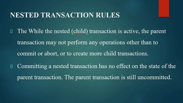 Nested Transactions/ Nested Transaction Rules/Lecture 26 смотреть онлайн