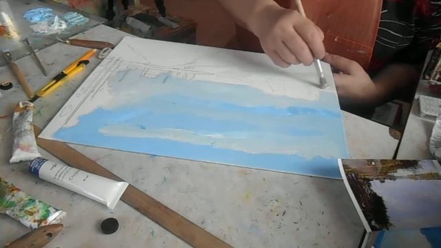 Живопись. Рисую небо и воду. 20.04.2021. смотреть онлайн