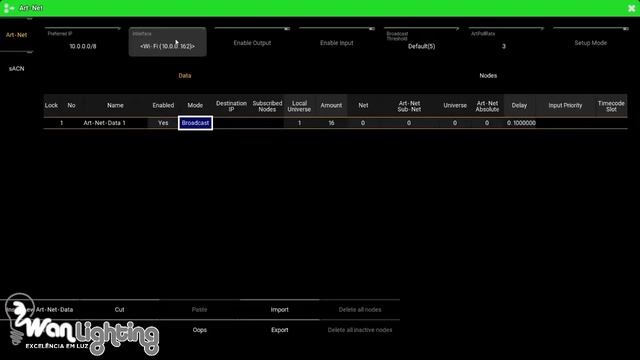GrandMA3 Art Net Node Configuração.