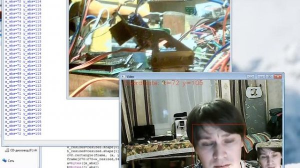 Arduino + Python +OpenCV - Web camera Face Tracking