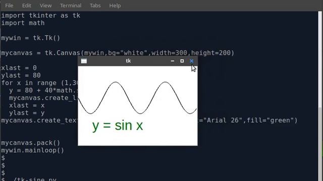 Python tkinter Canvas - Draw Sine Wave. смотреть онлайн